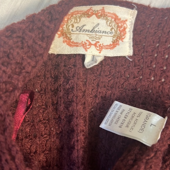 Ambiance Knit Burgundy Large Duster Long Cardigan - Picture 4 of 4